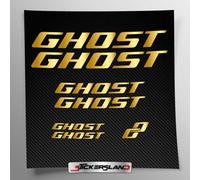 Kit adesivi compatibile con telaio Ghost MTB Mountainbike e casco | decals sticker Decalcomanie bici scritte loghi | Stickersland® (Oro Lucido Metallizzato)