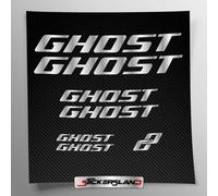 Kit adesivi compatibile con telaio Ghost MTB Mountainbike e casco | decals sticker Decalcomanie bici scritte loghi | Stickersland® (Argento Lucido Metallizzato)