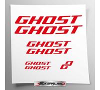 Kit adesivi compatibile con telaio Ghost MTB Mountainbike e casco | decals sticker Decalcomanie bici scritte loghi | Stickersland® (Rosso Lucido)