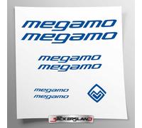 Kit adesivi compatibile con telaio Megamo MTB Mountainbike e casco | decals sticker Decalcomanie bici scritte loghi | Stickersland® (Blu Lucido)