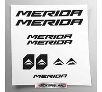 Kit adesivi compatibile con telaio Merida New MTB Mountainbike e casco | decals sticker Decalcomanie bici scritte loghi | Stickersland® (Nero Lucido)
