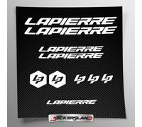 Kit adesivi compatibile con telaio MTB Mountainbike e casco | decals sticker Decalcomanie bici scritte loghi | Stickersland® - Lapier (Bianco Lucido)