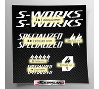Kit adesivi compatibile con telaio MTB Mountainbike e casco | decals sticker Decalcomanie bici scritte loghi | Stickersland® - Swork (Bianco Lucido)