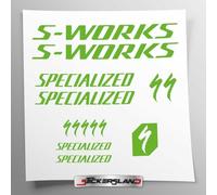 Kit adesivi compatibile con telaio MTB Mountainbike e casco | decals sticker Decalcomanie bici scritte loghi | Stickersland® - Swork (Verde Lucido)