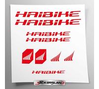 Kit adesivi compatibile con telaio MTB Mountainbike e casco | decals sticker Decalcomanie bici scritte loghi | Stickersland® - Haibik (Rosso Lucido)