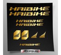 Kit adesivi compatibile con telaio MTB Mountainbike e casco | decals sticker Decalcomanie bici scritte loghi | Stickersland® - Haibik (Oro Lucido Metallizzato)