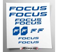 Kit adesivi compatibile con telaio MTB Mountainbike e casco | decals sticker Decalcomanie bici scritte loghi | Stickersland® - Focu (Blu Lucido)