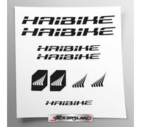 Kit adesivi compatibile con telaio MTB Mountainbike e casco | decals sticker Decalcomanie bici scritte loghi | Stickersland® - Haibik (Nero Opaco)