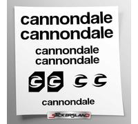 Kit adesivi compatibile con telaio MTB Mountainbike e casco | decals sticker Decalcomanie bici scritte loghi | Stickersland® - Cannondal (Nero Lucido)