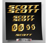 Kit adesivi compatibile con telaio MTB Mountainbike e casco | decals sticker Decalcomanie bici scritte loghi | Stickersland® - Scot (Oro Lucido Metallizzato)
