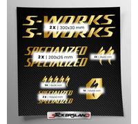 Kit adesivi compatibile con telaio MTB Mountainbike e casco | decals sticker Decalcomanie bici scritte loghi | Stickersland® - Swork (Oro Lucido Metallizzato)