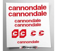 Kit adesivi compatibile con telaio MTB Mountainbike e casco | decals sticker Decalcomanie bici scritte loghi | Stickersland® - Cannondal (Rosso Lucido)