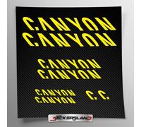 Kit adesivi compatibile con telaio MTB Mountainbike e casco | decals sticker Decalcomanie bici scritte loghi | Stickersland® - Canyo (Giallo Lucido)