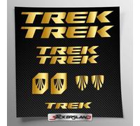 Kit adesivi compatibile con telaio MTB Mountainbike e casco | decals sticker Decalcomanie bici scritte loghi | Stickersland® - Tre (Oro Metallizzato Opaco)