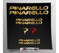 Kit adesivi compatibile con telaio Pinarello MTB Mountainbike e casco | decals sticker Decalcomanie bici scritte loghi | Stickersland® (Oro Lucido Metallizzato)