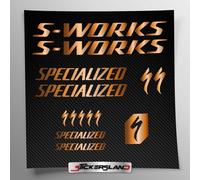 Kit adesivi compatibile con telaio S-Works MTB Mountainbike e casco | decals sticker Decalcomanie bici scritte loghi | Stickersland® (Rame/Bronzo Lucido Metallizzato)