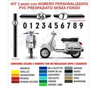 Kit Adesivi Vespa PX LML STAR Strisce NUMERO PERSONALIZZATO frontale + cofani