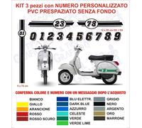 Kit Adesivi Vespa PX LML STAR Strisce NUMERO PERSONALIZZATO frontale + cofani