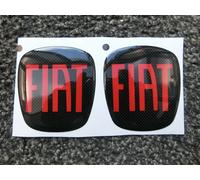 KIT ADESIVO 3D STICKERS STEMMA FIAT 500 BAULE ANTERIORE POSTERIORE ROSSO CARBON