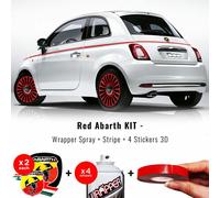 Kit Adesivo Replica Abarth per Fiat 500, Rosso