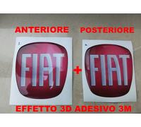 KIT ADESIVO STICKERS 3D 3M LOGO FIAT NUOVA 500 COFANO ANTERIORE + POSTERIORE
