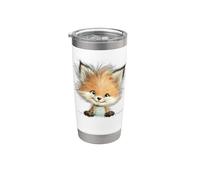 Kit adorabile con volpe che sbircia sorridente Bicchiere termico in acciaio inox doppia parete