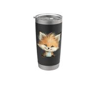 Kit adorabile con volpe che sbircia sorridente Bicchiere termico in acciaio inox doppia parete