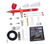 Kit aerografo a doppia azione con ugello ad ago da 0,2/0,3/0,5 mm e compressore a tazza per fluido di alimentazione gravitazionale per artisti
