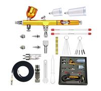 Kit aerografo a doppia azione con ugello ad ago da 0,2/0,3/0,5 mm e tazza per fluido di alimentazione gravitazionale aerografo leggero per verniciatura automobilistica