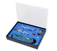 Kit aerografo con 2 pistole, ugelli da 0,2 e 0,35 mm, con tubo dell'aria e adattatore, valigetta in plastica, per verniciatori, pistola a spruzzo, compressore, ristrutturazione