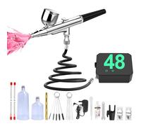 Kit aerografo con compressore, aerografo portatile ad alta pressione con ugello da 0,2/0,3/0,5 mm, spruzzatura non intasante con spazzola per la pulizia per pittura modello torta barbiere