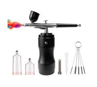 Kit Aerografo Con Compressore, Penna Portatile Senza Fili, Doppia Azione, Pressione Regolabile Su 3 Livelli For Dipingere E Colorare Modelli Controllo Preciso(Black)