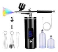 Kit aerografo con compressore ricaricabile portatile Air Brush Kit di vernice senza fili ad alta pressione Set di pennelli per la pulizia per la pittura Nail Art Trucco Barbiere Cake Decor Model