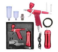 Kit aerografo con compressore, set portatile a doppia azione for pittura, modello, unghie Controllo Preciso(NCT-HHTAC1-R)