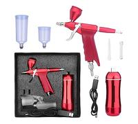 Kit aerografo con compressore, set portatile a doppia azione for pittura, modello, unghie Precisione Senza Sforzo Spruzzo Uniforme(NCT-HHTAC2-R)