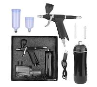 Kit aerografo con compressore, set portatile a doppia azione for pittura, modello, unghie Precisione Senza Sforzo Spruzzo Uniforme(NCT-HHTAC2-B)