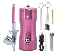 Kit Aerografo Mini 7CC, Ugello 0.3mm, Pompa G12, Rosso - Alta Precisione, Leggero e Portatile, Per Pittura Artigianale e Modellismo (Rosa)