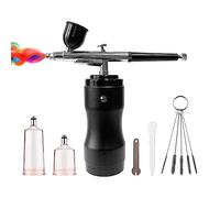 Kit aerografo portatile con penna a pennello ad aria compressa a compressore a doppia azione Controllo Preciso(Black)