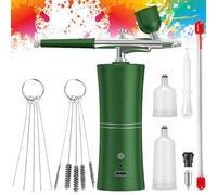 Kit aerografo portatile, ricaricabile, con spazzola, mini aerografo con compressore per nail art, decorazione torte, trucco, modellazione tatuaggio, colorazione modello (verde)
