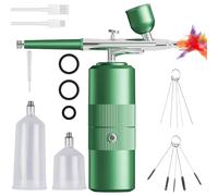 Kit aerografo portatile, ricaricabile, pistola aerografo portatile multifunzione con compressore per nail design, decorazione torte, trucco, modellazione tatuaggio e pittura modello (verde)