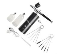 Kit aerografo senza fili con punta da 0,3 mm, compressore a pressione variabile, 3 dimensioni della tazza, ricaricabile tramite USB, per pittura auto, nail art, modello (nero B)