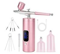 Kit aerografo wireless con compressore, 30 PSI portatile a batteria, ricaricabile, pistola aerografo manuale + accessori per la pulizia del trucco, decorazione della torta e pittura del modello (rosa)