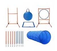 Kit Agility Cane con Borsa da Trasporto Pali Slalom Cani Blu e Arancione