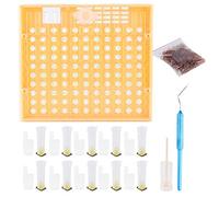 KIT ALLEVAMENTO API IN PLASTICA COMPLETO PER ALLEVAMENTO DI REGINE SET ATTREZZI PER APICOLTURA ATOSSICO [APICOLTORI] GIALLO/NERO 110 TAZZE