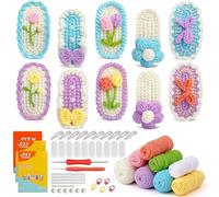 Kit all'uncinetto per principianti con video tutorial passo-passo, 10 pezzi, accessori per lavori a maglia fai da te, fermagli per capelli, set per principianti compatibile con progetti di filato (B)