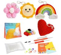 Kit all'uncinetto per principianti con video tutorial passo-passo, 10 pezzi fai da te per maglieria per fermagli per capelli, set per principianti compatibile con progetti di filato (D)