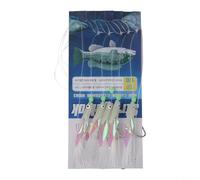 Kit ami da pesca da 5 pezzi con perline luminose per una maggiore visibilità in acque torbide, costruito in acciaio al carbonio e dotato di moschettoni (1/0#)
