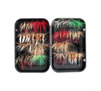 Kit amo per pesca alla trota, 100 mosche multicolori | Modelli realistici, attirano pesci predatori, trote spigola, strisce bianche, set da 40 pezzi, uso fiume ruscello