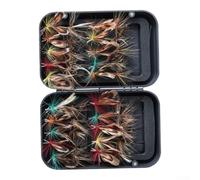 Kit amo per pesca alla trota, 100 mosche multicolori | Modelli realistici, attirano pesci predatori, trote spigola, strisce bianche, set da 40 pezzi, uso fiume ruscello