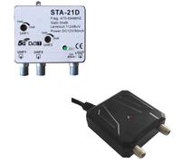Kit Amplificatore TV da Palo UHF STA-21D con Filtro 5G - 2 Ingressi, 1 Uscita, Guadagno 30dB - Alimentatore 12V 300mA Incluso - Per Digitale Terrestre DVB-T/T2